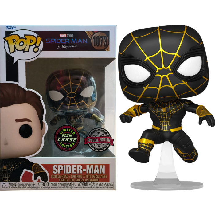 Spider-Man: No Way Home - Spider-Man Unmasked Black Suit - in Acrylic with Pop! Protector #1073 - Chase Variant
