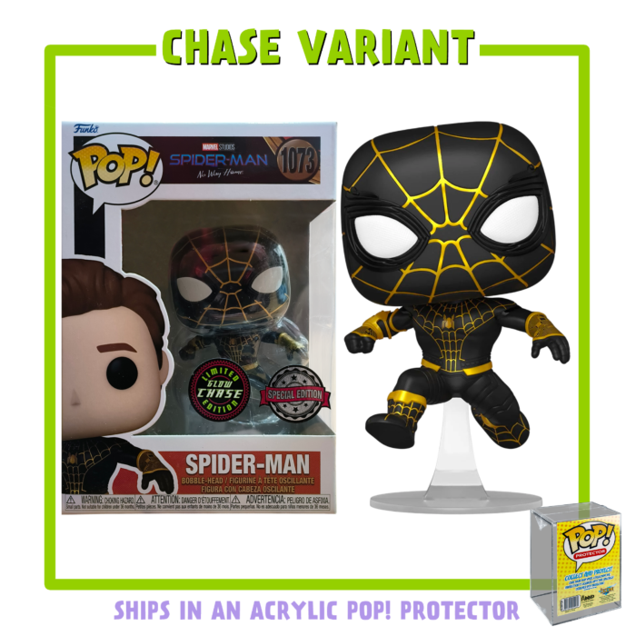 Spider-Man: No Way Home - Spider-Man Unmasked Black Suit - in Acrylic with Pop! Protector #1073 - Chase Variant