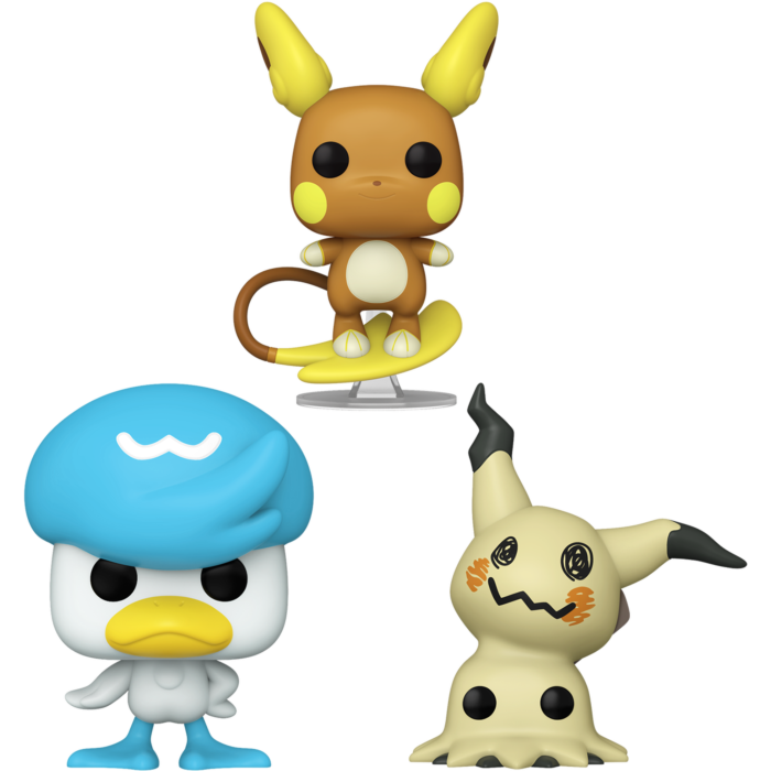 Funko Pop! Pokemon Alolan Raichu, Mimikyu Quaxly Bundle (Set of