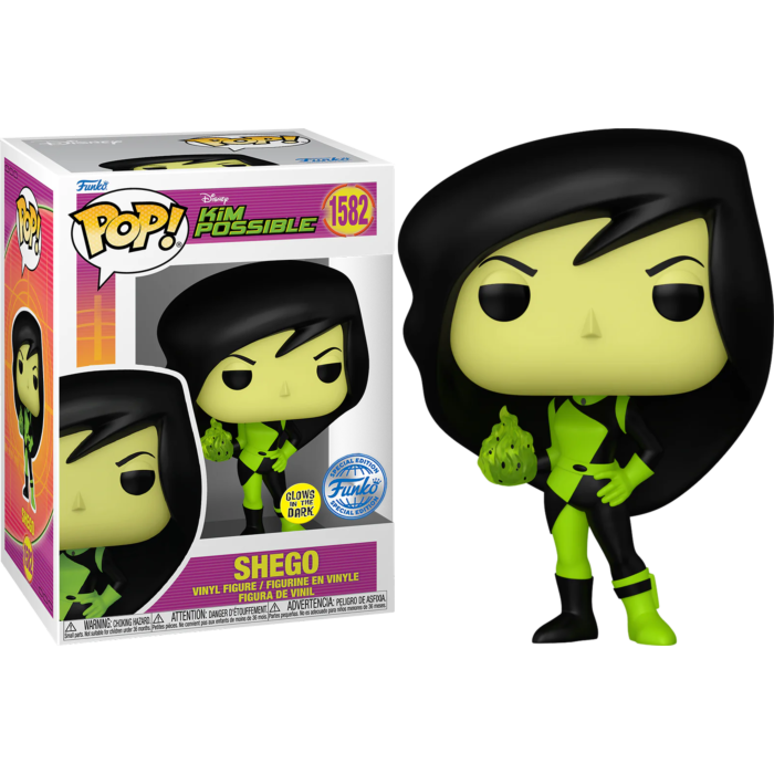 Funko Pop! Kim Possible - Shego Glow in the Dark # 1582 (+ Box of 3 Mystery Exclusive)