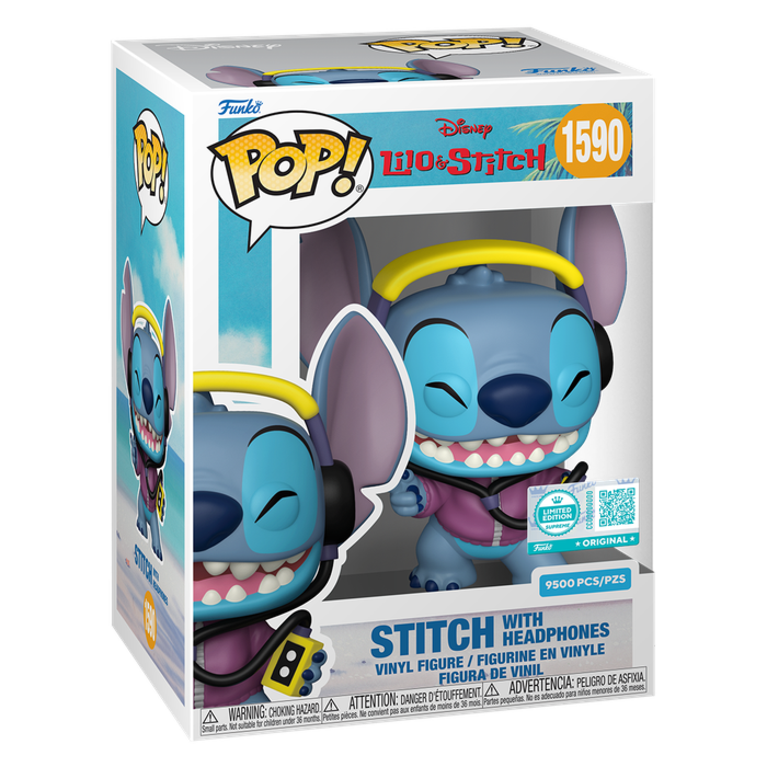 Funko Pop! Lilo & Stitch - Stitch with Headphones in Acrylic Pop! Protector #1590 (Supreme Limited Edition)
