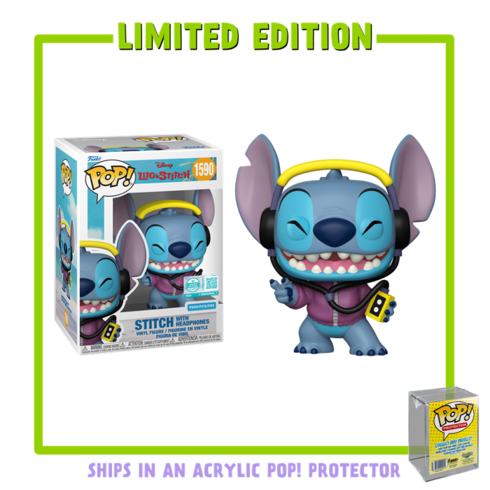 Funko Pop! Lilo & Stitch - Stitch with Headphones in Acrylic Pop! Protector #1590 (Supreme Limited Edition)