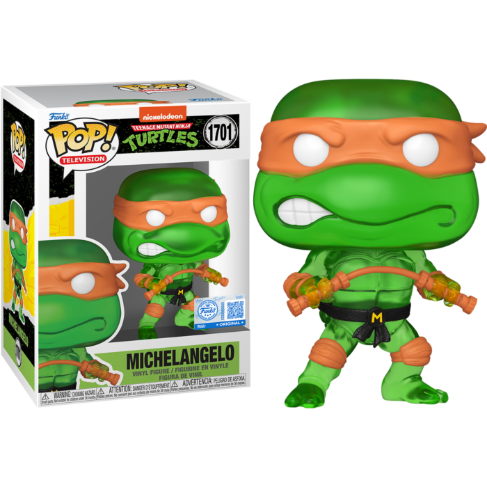 Funko Pop! Teenage Mutant Ninja Turtles - Michelangelo (Translucent Green) #1701 (+ Box of 3 Mystery Exclusive)
