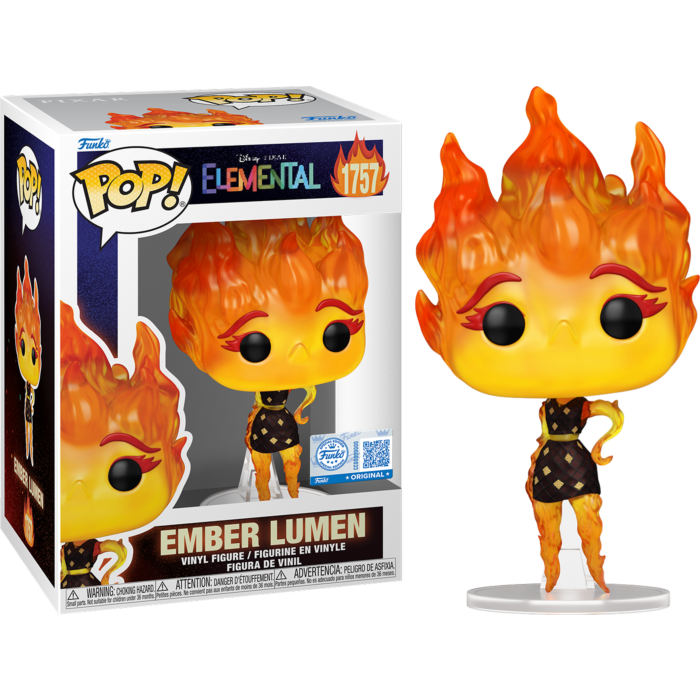 Funko Pop! Elemental - Ember Lumen #1757 - Chase Chance (+ Box of 3 Mystery Exclusive) - Real Pop Mania