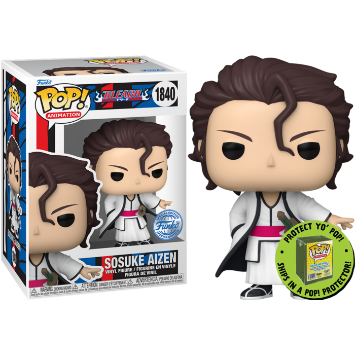 Funko Pop! Bleach - Sosuke Aizen (No Glasses) in Acrylic Pop! Protector #1840 - Chase Chance (Exclusive) - Real Pop Mania