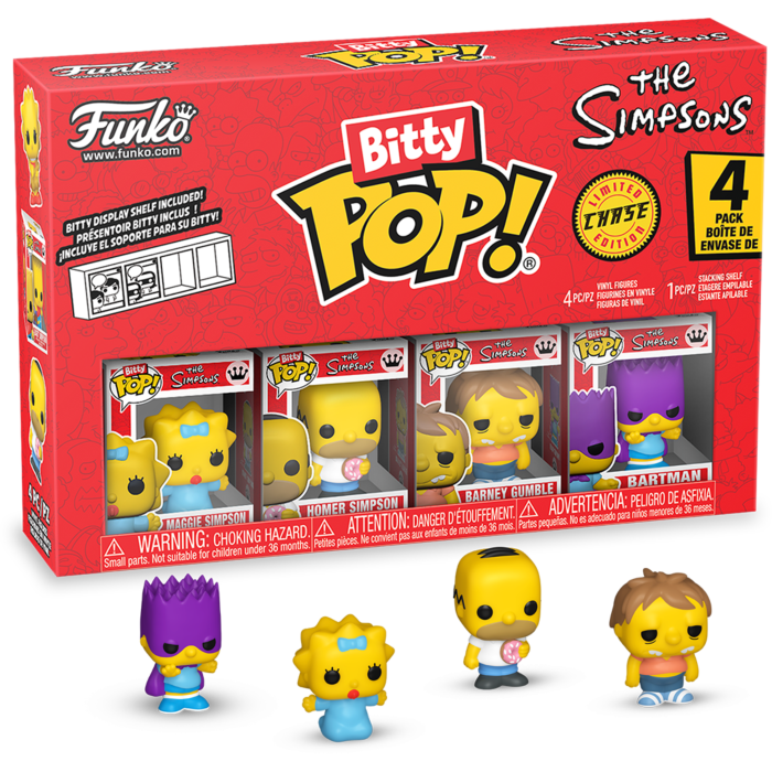 Funko Pop! Simpsons - Maggie Simpson, Homer Simpson, Barney Gumble & Mystery Chase Bitty - 4 Pack