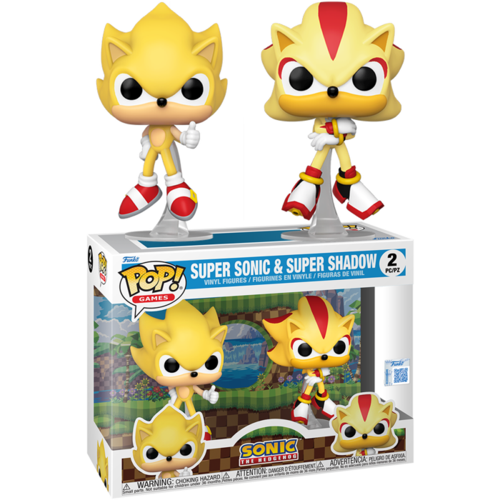 Funko Pop! Sonic the Hedgehog - Super Sonic & Super Shadow Flocked 2-Pack - Real Pop Mania