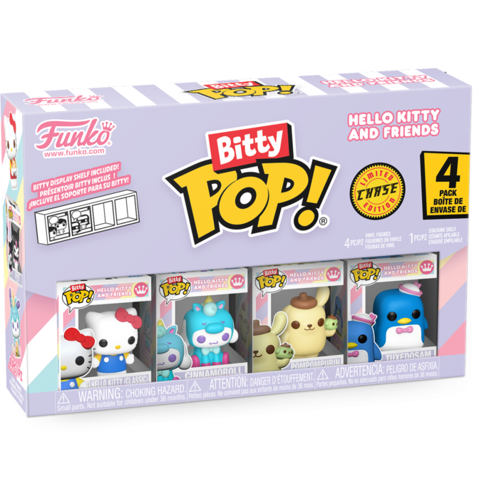 Funko Pop! Sanrio - Hello Kitty (Classic), Cinnamoroll (Unicorn), Pompompurin & Mystery Chase Bitty - 4 Pack