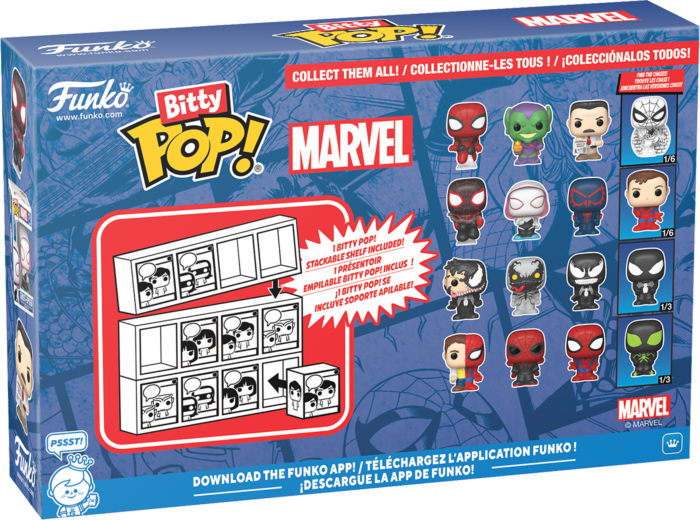 Funko Pop! Spider-Man - Miles Morales, Ghost-Spider, Spider-Man 2099 & Mystery Chase Bitty - 4 Pack