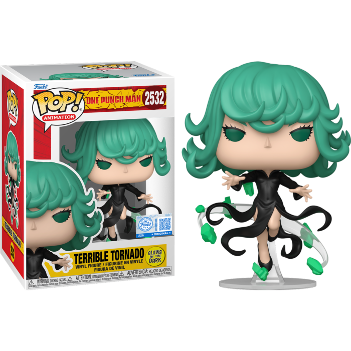 Funko Pop! One-Punch Man - Terrible Tornado Glow in the Dark #2532 (+ Box of 3 Mystery Exclusive)
