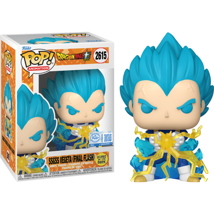 Funko Pop! Dragon Ball Super - SSGSS Vegeta (Final Flash) Glow in the Dark #2615 - Chase Chance - Real Pop Mania