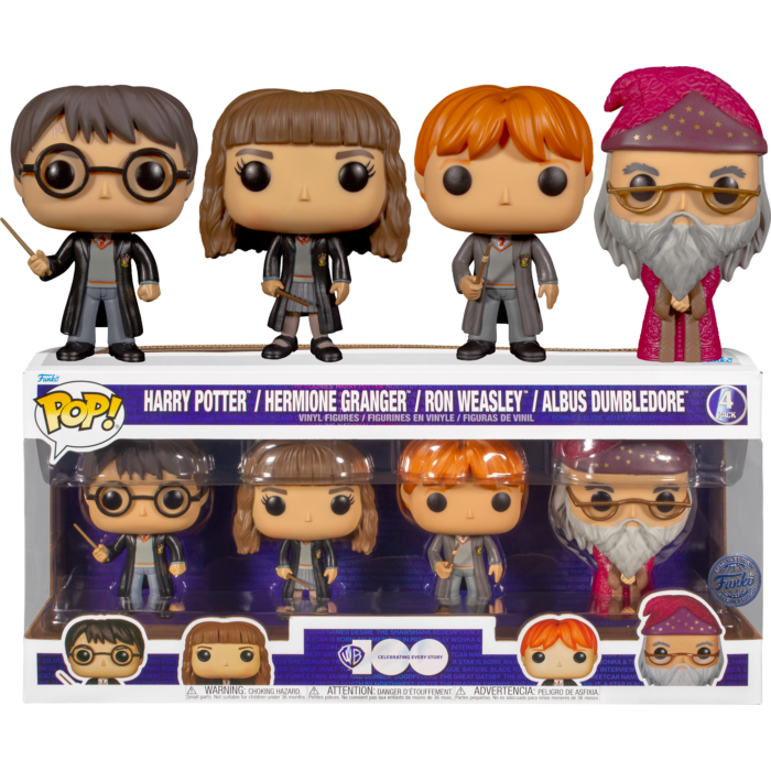 Funko Pop Harry Potter Harry Ron Hermione Dumbledore 4 Pack