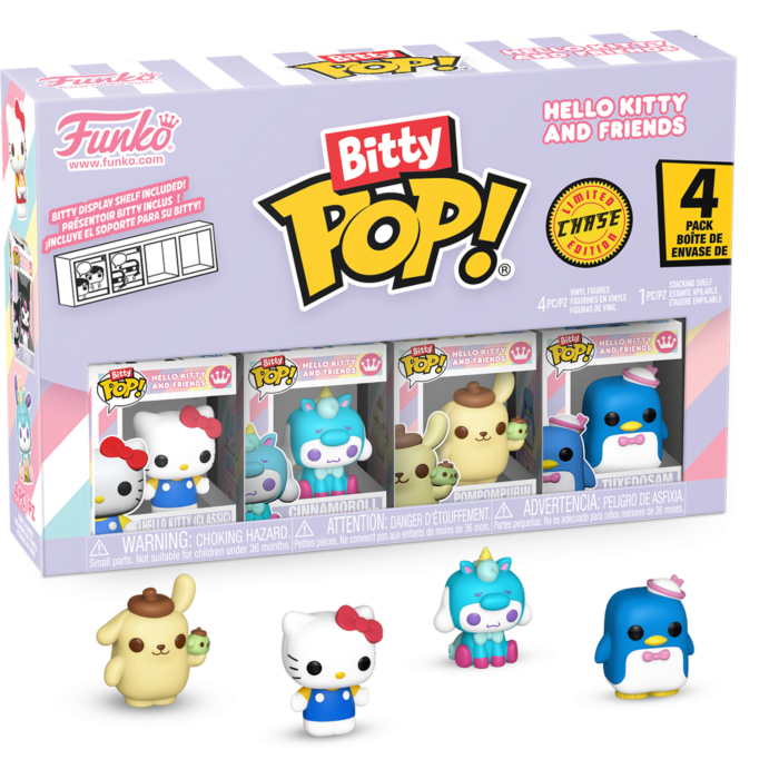 Funko Pop! Sanrio - Hello Kitty (Classic), Cinnamoroll (Unicorn), Pompompurin & Mystery Chase Bitty - 4 Pack