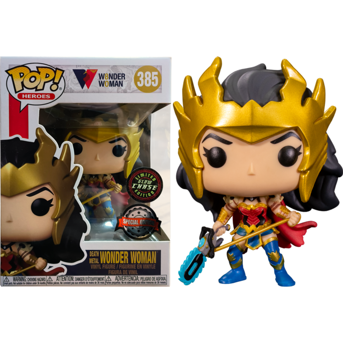 Funko Pop! Wonder Woman - Wonder Woman Death Metal 80th Anniversary - in Acrylic with Pop! Protector #385 -Chase Variant