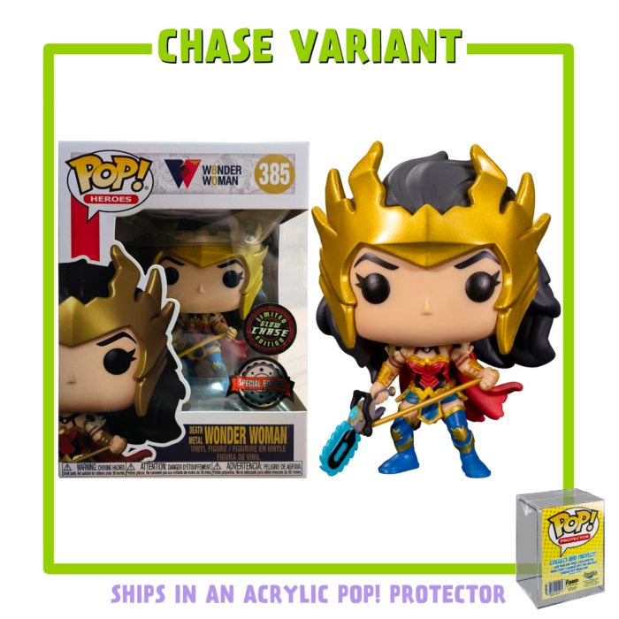 Funko Pop! Wonder Woman - Wonder Woman Death Metal 80th Anniversary - in Acrylic with Pop! Protector #385 -Chase Variant