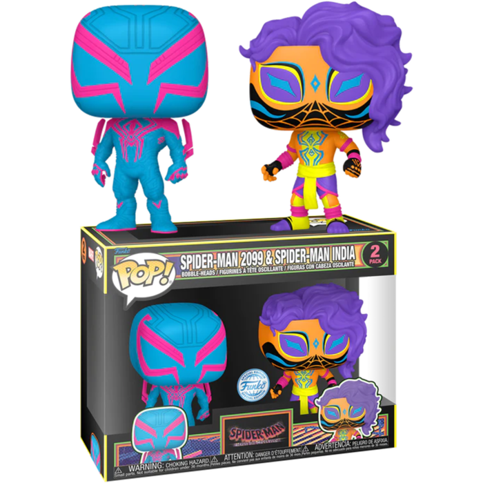 Funko Pop! Spider-Man: Across the Spider-Verse - Spider-Man 2099 & Spider-Man India Blacklight - 2-Pack