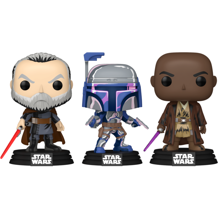 Funko Pop! Star Wars - Count Dooku, Mace Windu & Jango Fett (Retro) - Bundle (Set of 3) - Real Pop Mania