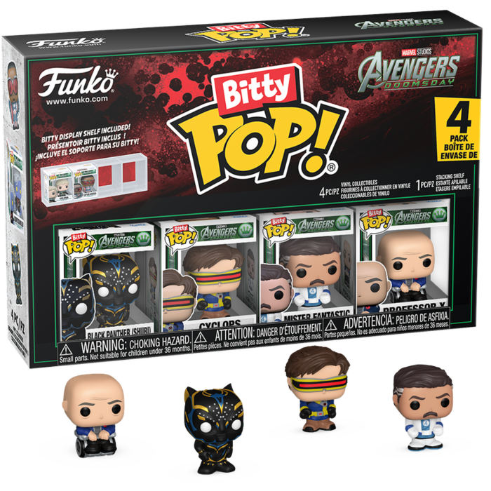 Funko Bitty Pop! Avengers: Doomsday - Black Panther (Shuri), Cyclops, Mister Fantastic & Professor X - 4-Pack