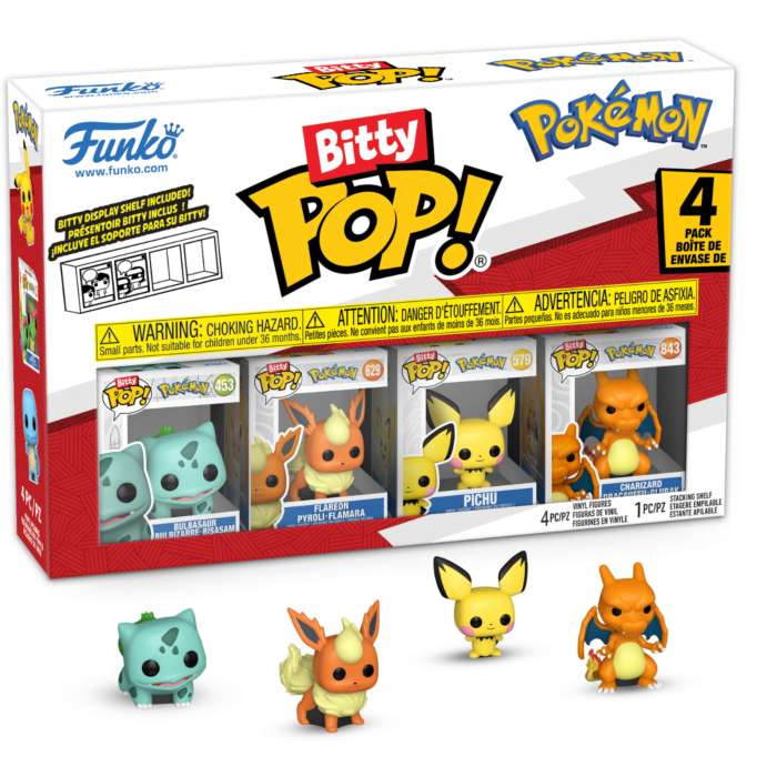 Funko Pop! Pokemon - Bulbasaur, Flareon, Pichu, & Charizard Bitty - 4 Pack