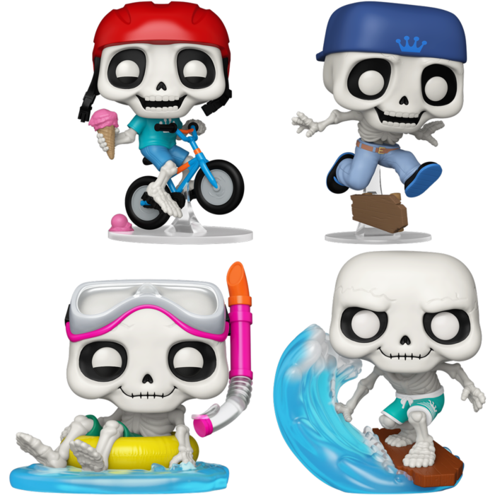 Funko Pop! Skeleton Summer - Bike Rider Skully, Skater Skully, Swimmer Skully & Surfer Skully - Bundle (Set of 4)