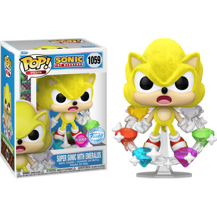 Funko Pop! Sonic the Hedgehog Super Sonic with Emeralds Flocked #105
