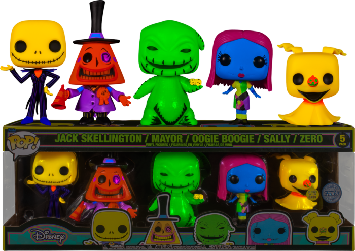 Funko Pop! The Nightmare Before Christmas - Jack Skellington, Sally, Mayor, Oogie Boogie & Zero Blacklight - 5-Pack