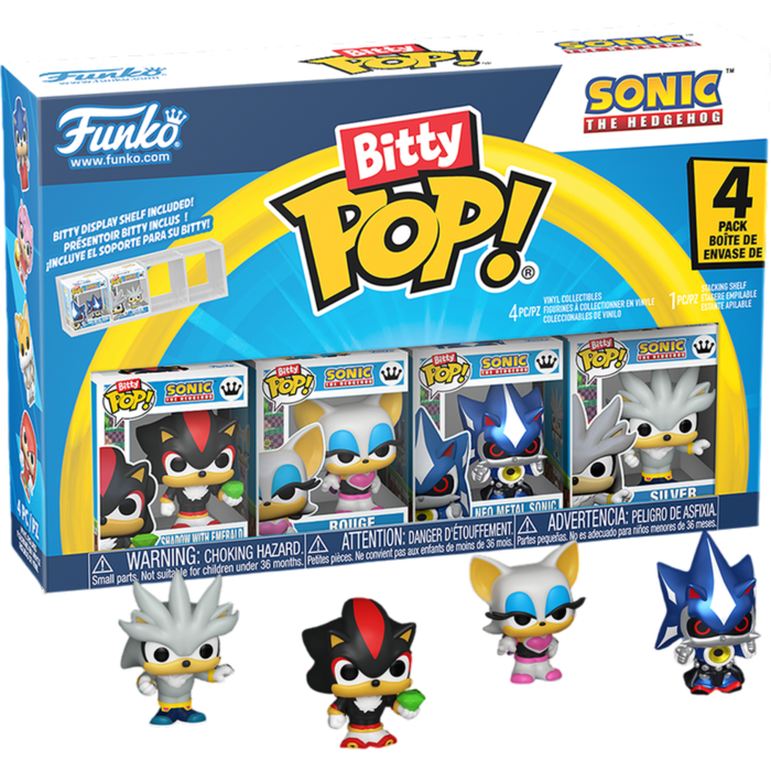 Funko Bitty Pop! Sonic the Hedgehog - Shadow, Rouge, Neo Metal Sonic & Silver 4-Pack - Real Pop Mania