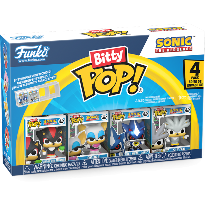 Funko Bitty Pop! Sonic the Hedgehog - Shadow, Rouge, Neo Metal Sonic & Silver 4-Pack - Real Pop Mania
