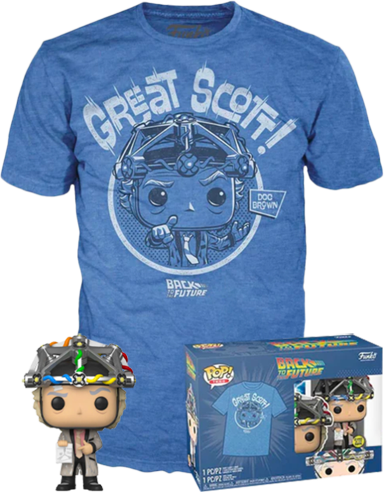 Funko Pop! Back to the Future - Doc with Helmet - Glow in the Dark Vinyl Figure & T-Shirt Box Set