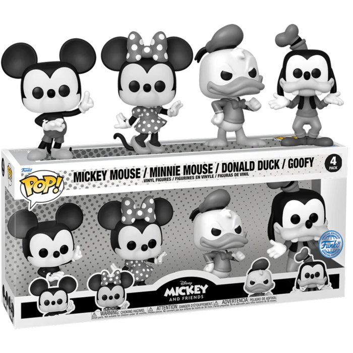 Funko Pop! Disney - Mickey and Friends (Black & White) - 4-Pack