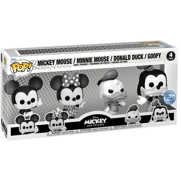 Funko Pop! Disney - Mickey and Friends (Black & White) - 4-Pack