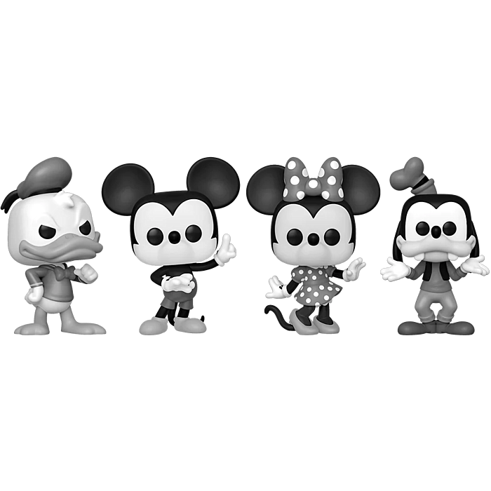 Funko Pop! Disney - Mickey and Friends (Black & White) - 4-Pack