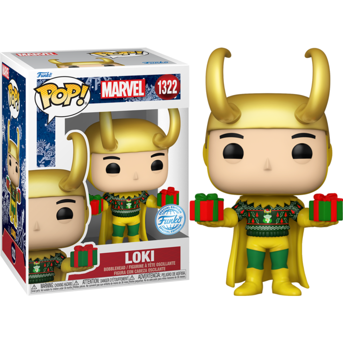 Funko Pop! Marvel - Loki with Sweater Holiday Metallic #1322 Funko Pop! Marvel - Loki with Sweater Holiday Metallic #1322