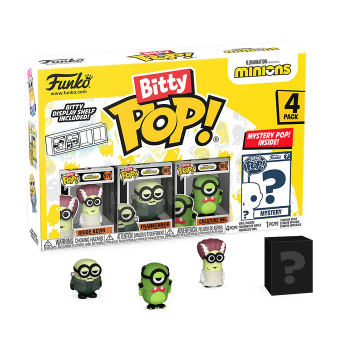 Funko Pop! Minions - Bride Kevin, Frankenbob, Creature Mel & Mystery Bitty - 4 Pack
