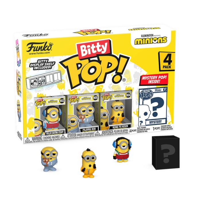 Funko Pop! Minions - Roller Skating Stuart, Pajama Bob, Kung Fu Kevin & Mystery Bitty - 4 Pack
