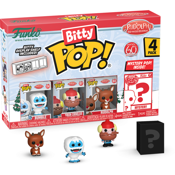 Funko Pop! Rudolph the Red-Nosed Reindeer (1964) - Bumble, Rudolph, Yukon & Mystery 60th Anniversary Bitty - (4-Pack)