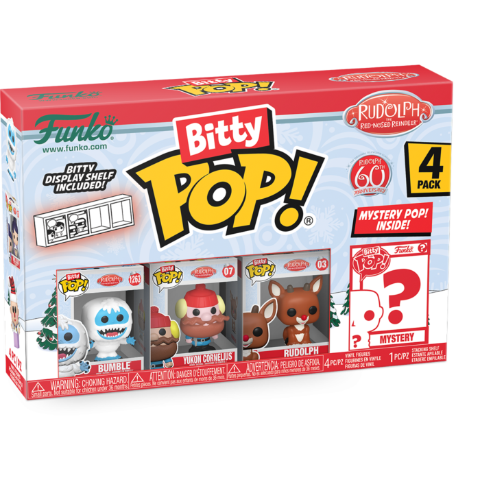 Funko Pop! Rudolph the Red-Nosed Reindeer (1964) - Bumble, Rudolph, Yukon & Mystery 60th Anniversary Bitty - (4-Pack)