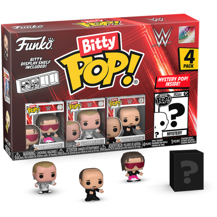 Funko Pop! WWE - Bret “Hit Man” Hart, Shawn Michaels, “Mean” Gene Okerlund & Mystery Bitty Series 01 - (4 Pack)