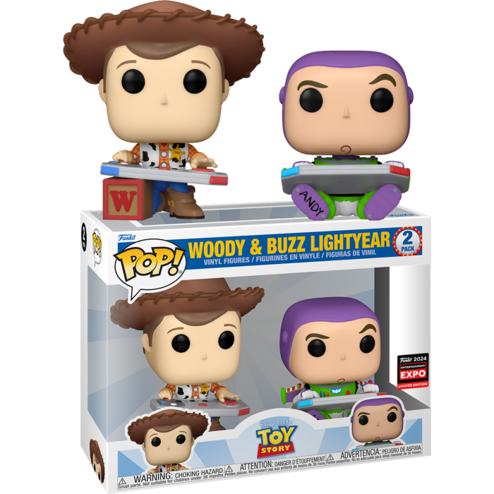 Funko Pop! - Toy Story - Woody & Buzz Lightyear Gaming - 2-Pack (2024 Entertainment Expo Convention Exclusive)