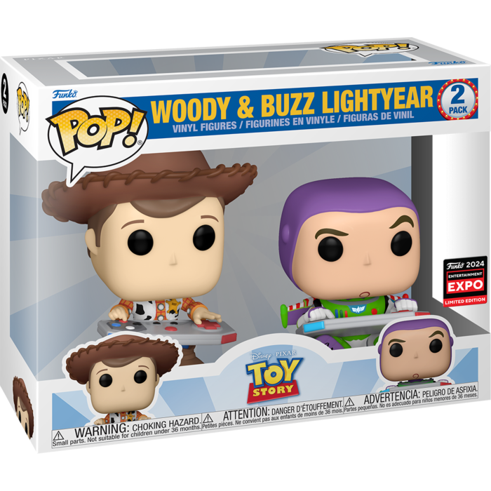 Funko Pop! - Toy Story - Woody & Buzz Lightyear Gaming - 2-Pack (2024 Entertainment Expo Convention Exclusive)
