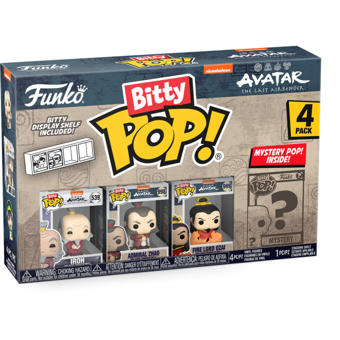 Funko Pop! Avatar - The Last Airbender - Iroh, Admiral Zhao, Fire Lord Ozai & Mystery Bitty Series 03  - (4-Pack)