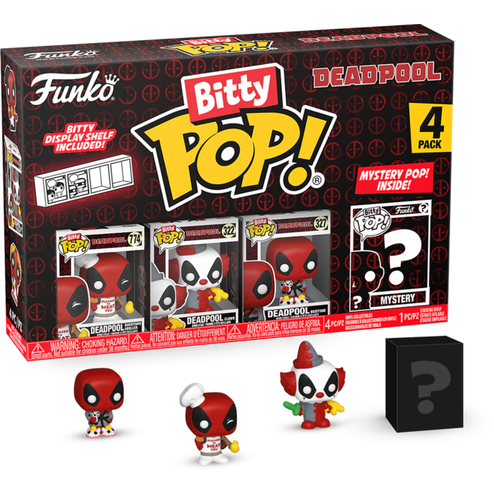 Funko Pop! Deadpool - Deadpool (Backyard Griller), Deadpool (Clown), Deadpool (Bedtime) & Mystery Bitty - 4-Pack