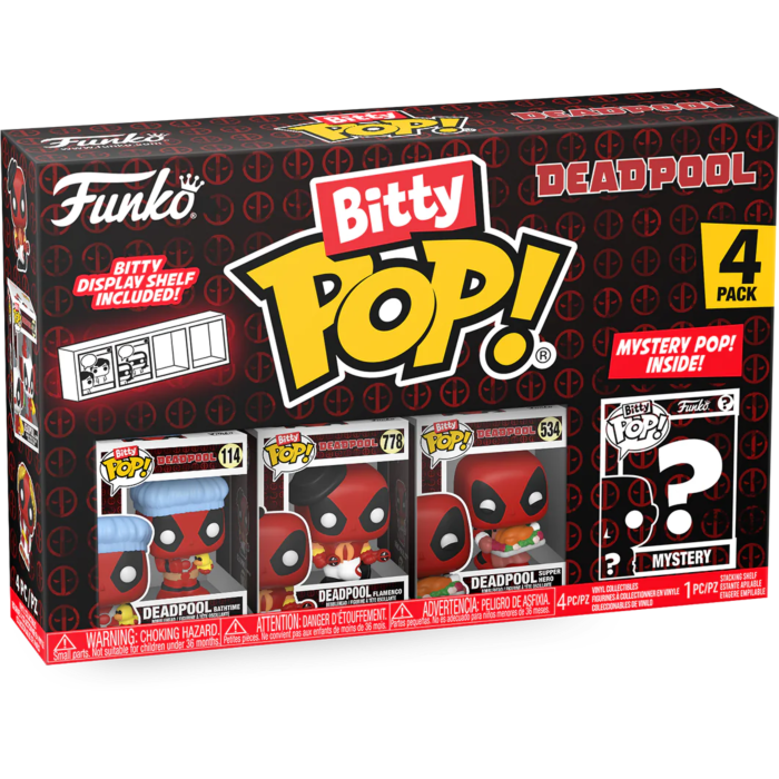Funko Pop! Deadpool - Deadpool (Bathtime), Deadpool (Flamenco), Deadpool (Supper Hero) & Mystery Bitty - 4-Pack
