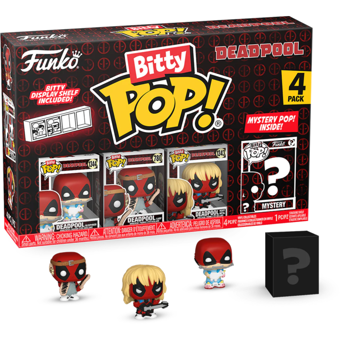 Funko Pop! Deadpool - Deadpool (Sleepover), Deadpool (Larp), Deadpool (Heavy Metal) & Mystery Bitty - 4-Pack