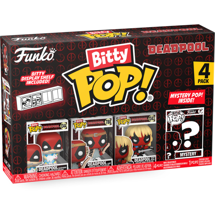 Funko Pop! Deadpool - Deadpool (Sleepover), Deadpool (Larp), Deadpool (Heavy Metal) & Mystery Bitty - 4-Pack
