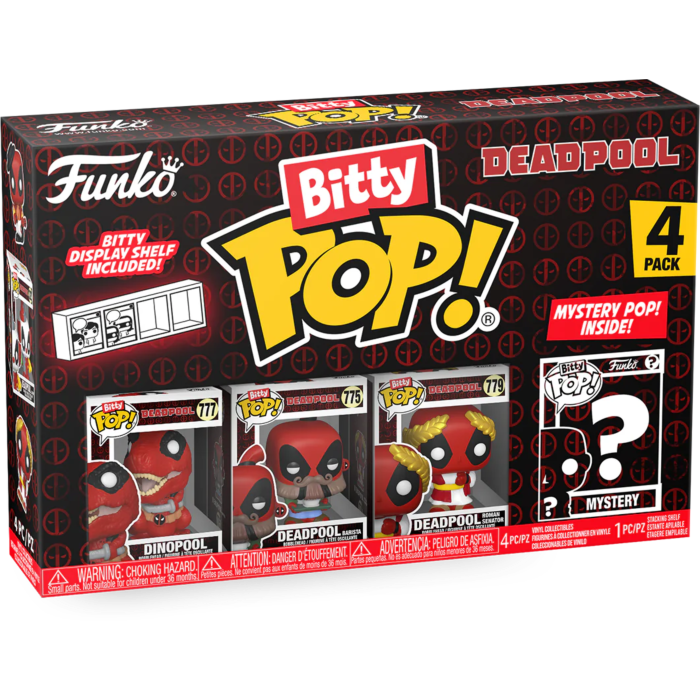 Funko Pop! Deadpool - Dinopool, Deadpool (Barista), Deadpool (Roman Senator) & Mystery Bitty - 4-Pack