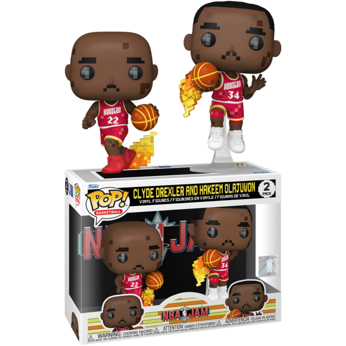 Funko Pop! NBA Basketball: Jam - Clyde Drexler & Hakeem Olajuwon 8-Bit - 2-Pack
