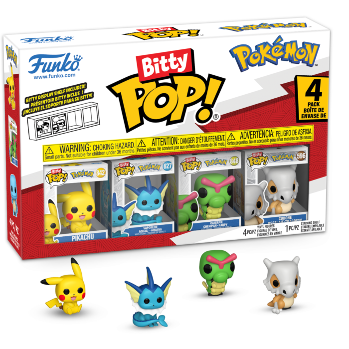 Funko Pop! Pokemon - Pikachu, Vaporeon, Caterpie, & Cubone Bitty - 4 Pack