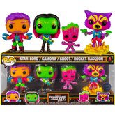 Funko Pop! Guardians of the Galaxy: Vol 2 - Star-Lord, Gamora, Groot & Rocket Raccoon Blacklight - 4-Pack