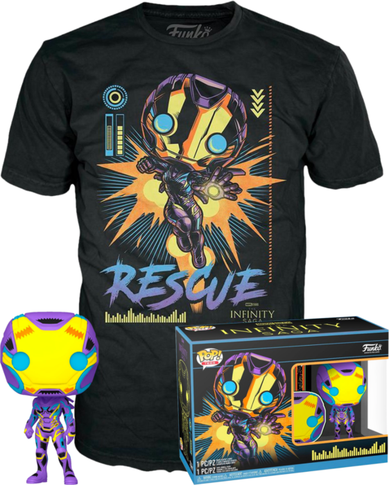 Funko Pop! The Avengers: Infinity Saga - Rescue Blacklight - Vinyl Figure & T-Shirt Box Set - Real Pop Mania